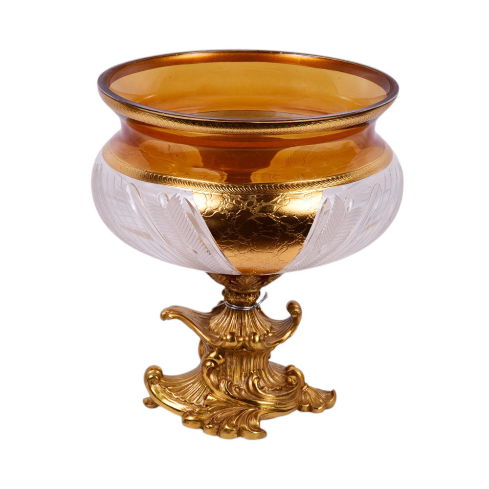 BOWL CRYSTAL BRASS IR E9-B23004-2 JSA05-A19 Default Title - MamasJan Decoration