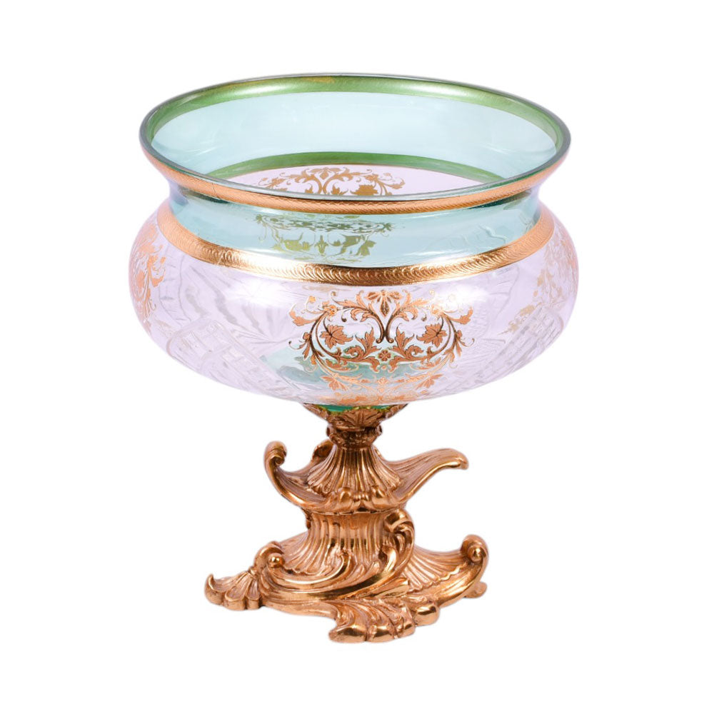 BOWL CRYSTAL BRASS IR E9-B23004-2 J306-558-2 Default Title - MamasJan Decoration