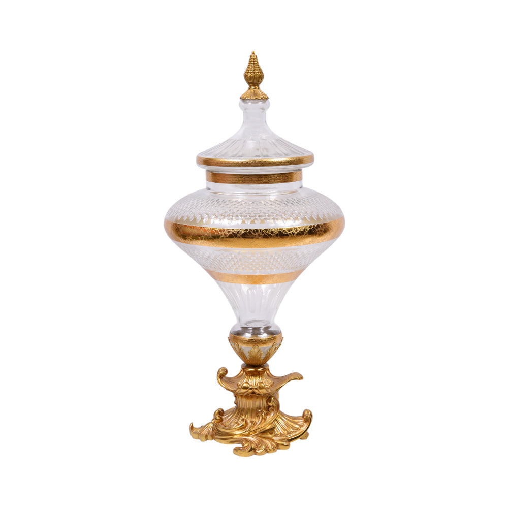 BOWL CANDY CRYSTAL BRASS IR E9-J2024-1 JSA08-20 Default Title - MamasJan Decoration
