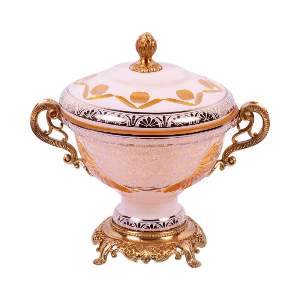 BOWL CANDY CRYSTAL BRASS IR H-J12-2012 J303-2-H13/A25 Default Title - MamasJan Decoration