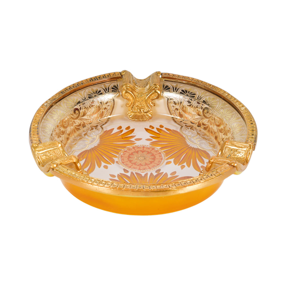 ASHTRAY CRYSTAL BRASS IR H-P09-5007 J303-2-H13/A25 Default Title - MamasJan Decoration