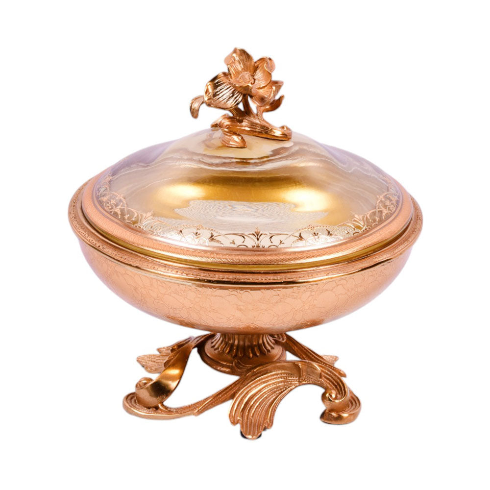 BOWL CANDY CRYSTAL BRASS IR E8-J5015-1 JSL106A-A01 Default Title - MamasJan Decoration