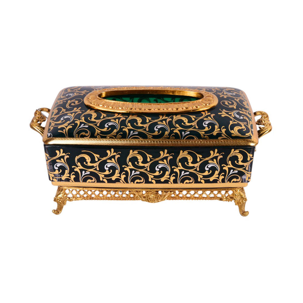 TISSUE BOX CRYSTAL BRASS IR H-C19-6018 JSLT032-539-2 Default Title - MamasJan Decoration