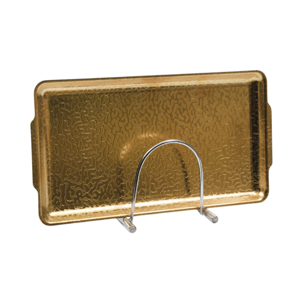 TRAY STEEL GOLDEN RECTANGULAR TEXTURE 16-19/6-23/0798 Default Title - MamasJan Crockery
