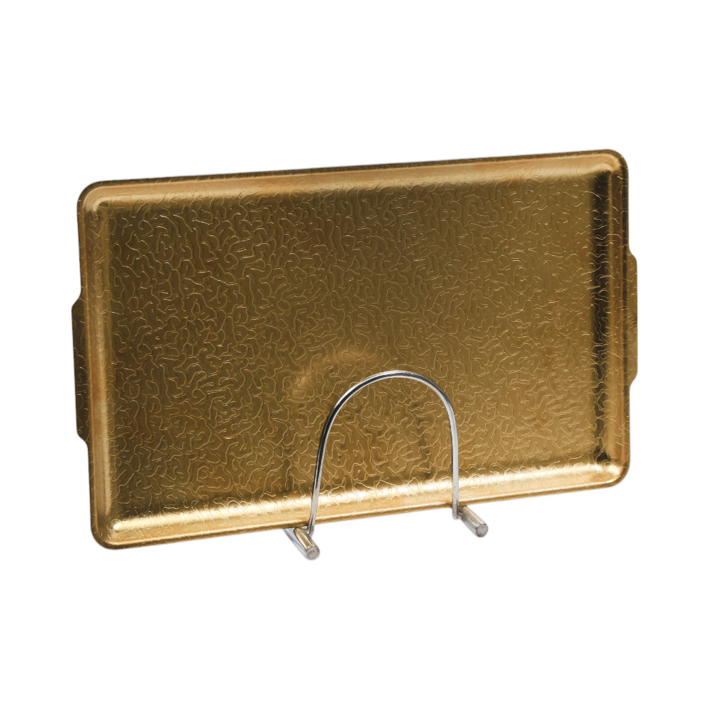 TRAY STEEL GOLDEN RECTANGULAR TEXTURE 16-20/6-24/0799 Default Title - MamasJan Crockery