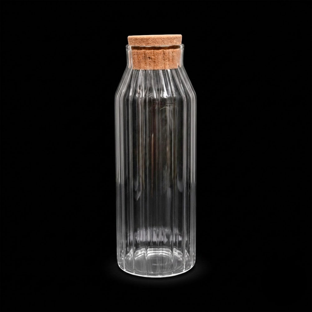 WATER BOTTLE GLASS CORK 1000 ML CLEAR LINING 0837 Default Title - MamasJan Crockery