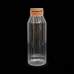 WATER BOTTLE GLASS CORK 1000 ML CLEAR LINING 0837 Default Title - MamasJan Crockery