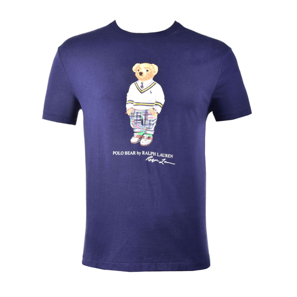 RL MEN BEAR S/S R.NECK SHIRT 106003 NVY L (IR.S) S - MamasJan mens wear