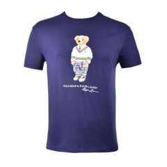RL MEN BEAR S/S R.NECK SHIRT 106003 NVY L (IR.S) S - MamasJan mens wear