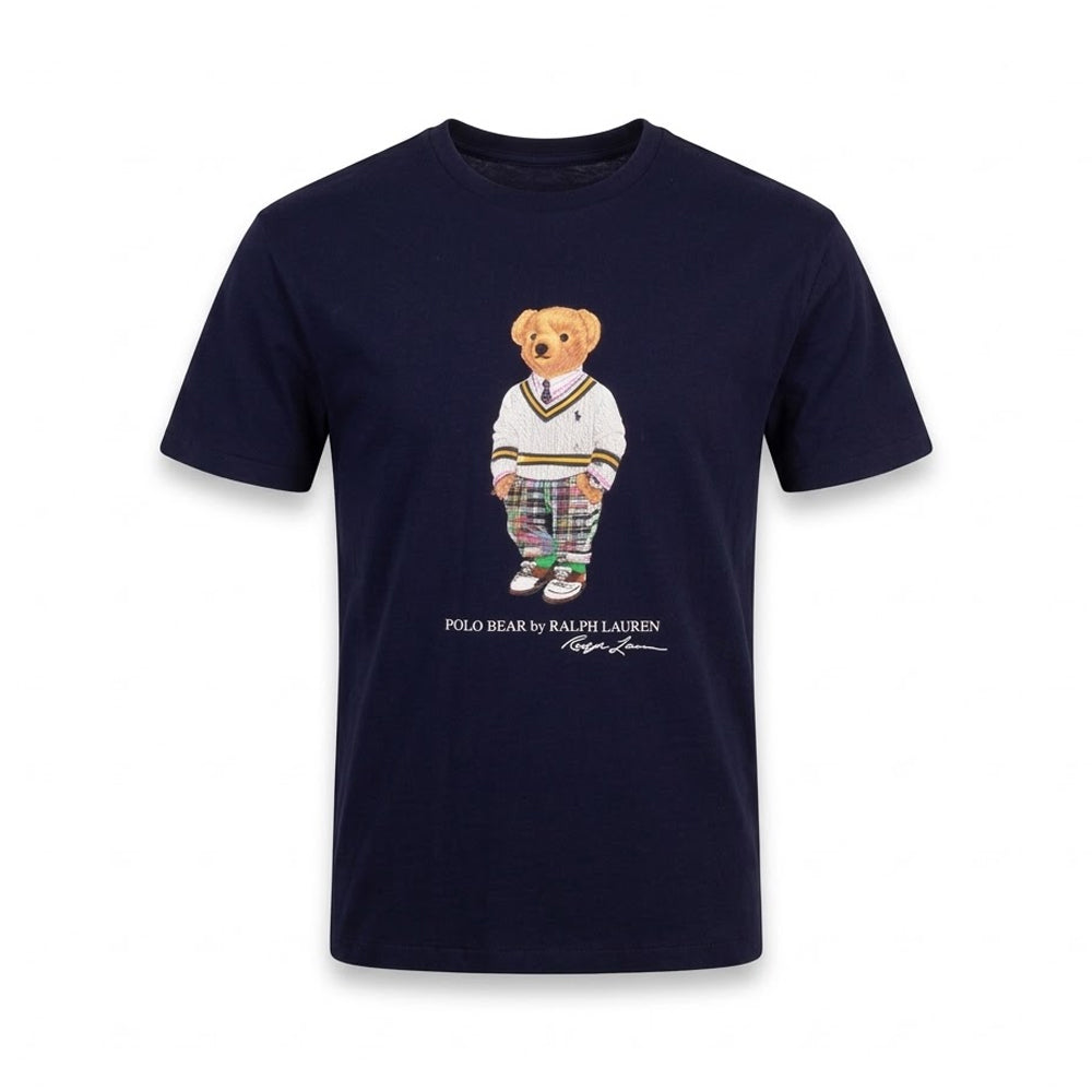RL MEN BEAR S/S R.NECK SHIRT 106003 NVY S (IR.S) Default Title - MamasJan mens wear