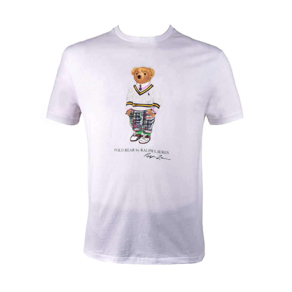 RL MEN BEAR S/S R.NECK SHIRT 106002 WHT M (IR.S) S - MamasJan mens wear