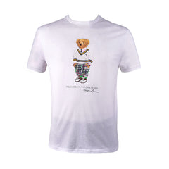 RL MEN BEAR S/S R.NECK SHIRT 106002 WHT M (IR.S) S - MamasJan mens wear