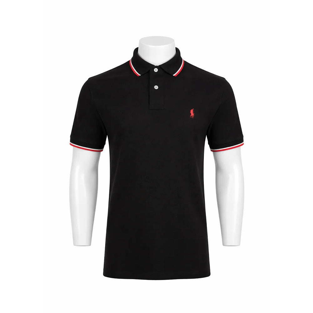 RL MEN S/S POLO SHIRT 275001 M BLK (IR.S) M - MamasJan mens wear