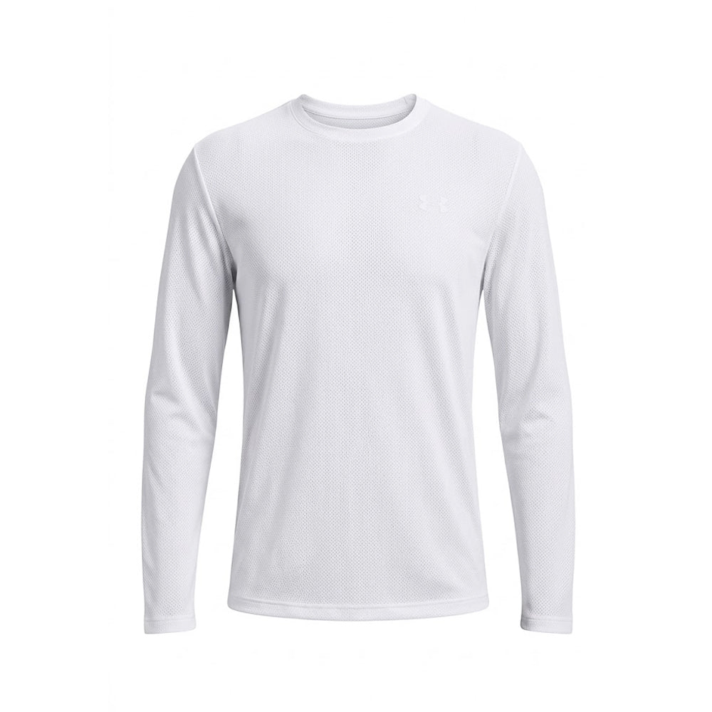 UA MEN L/S R-NECK SHIRT 1375693-100 WHT XL (IR) Default Title - MamasJan mens wear