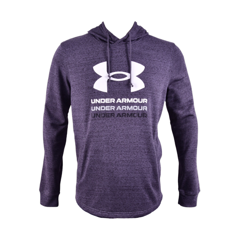 UA MEN L/S TERRY HOODIE 1386047-025 BLK/GRY L (IRW) L - MamasJan mens wear