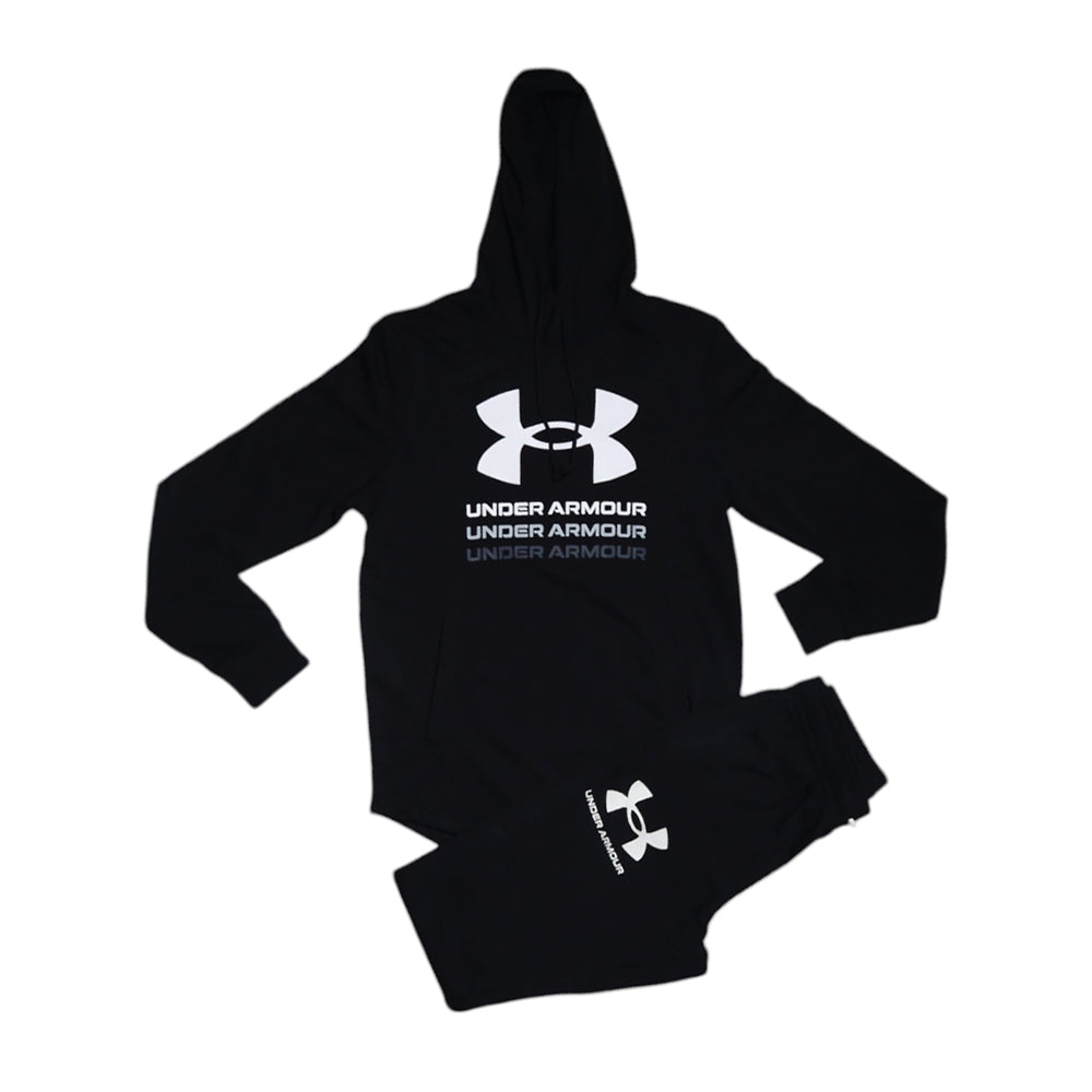 UA MEN L/S TERRY HOODIE 1386047-001 BLACK M (IRW) M - MamasJan mens wear