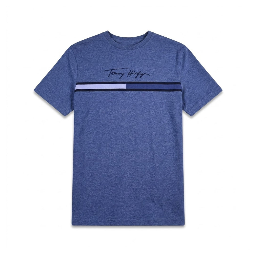 TH MEN S/S R-NECK SHIRT 78JB688-460 BLU L (IR) Default Title - MamasJan mens wear