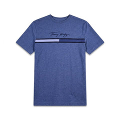 TH MEN S/S R-NECK SHIRT 78JB688-460 BLU L (IR) Default Title - MamasJan mens wear