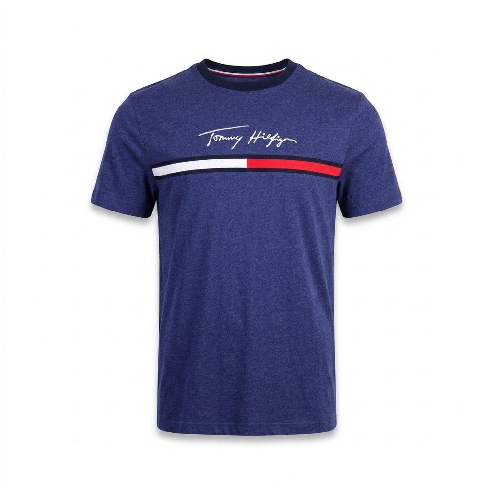 TH MEN S/S R-NECK SHIRT 78JA947-411 BLU M (IR) Default Title - MamasJan mens wear