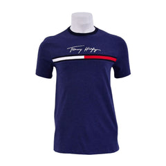 TH MEN S/S R-NECK SHIRT 78JA947-411 BLU L (IR) M - MamasJan mens wear