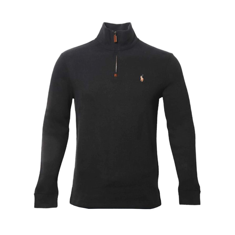 RL MEN L/S H-ZIPPER SWEATER 073013 BLK L (IRW) XL - MamasJan mens wear
