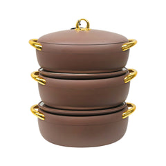 HOT POT SET 3PC FOREVER GOLD EC915 COFFEE Default Title - MamasJan Crockery