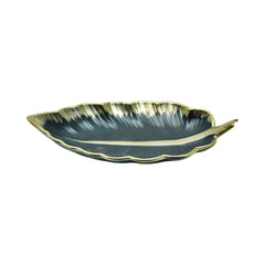 DISH PORCELAIN LEAF BLACK YLG0191E Default Title - MamasJan Crockery