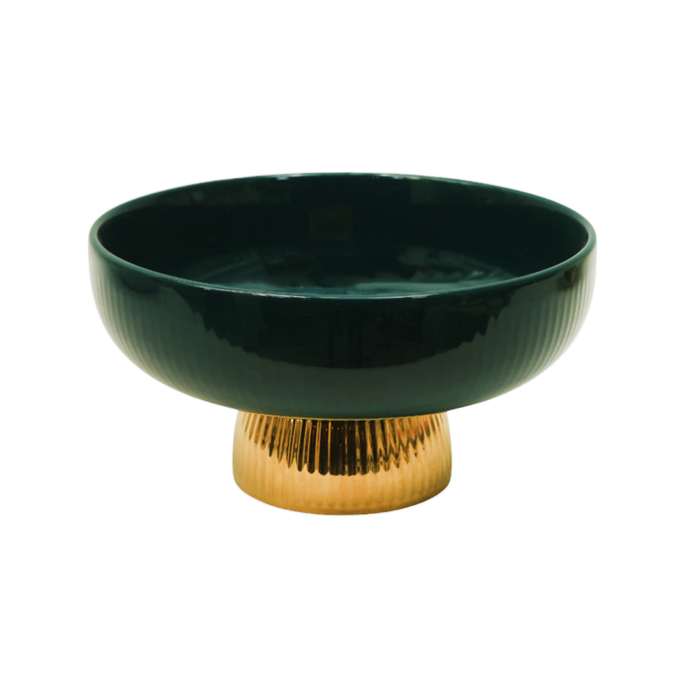 BOWL FOOTED CERAMIC 8INCH DISTLJ-26 GREEN Default Title - MamasJan Crockery