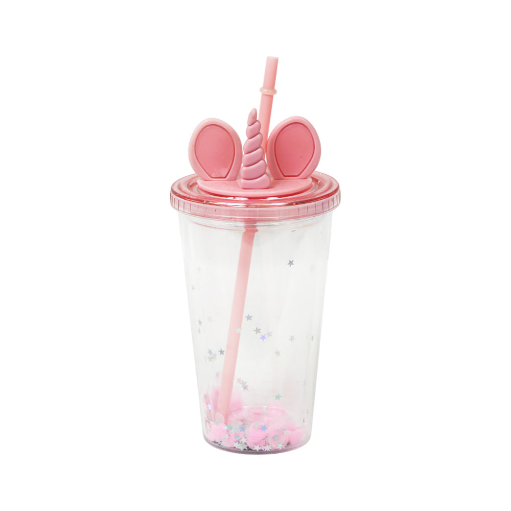 MUG WITH STRAW ACRYLIC 450 ML IR JL450326 Default Title - MamasJan Crockery