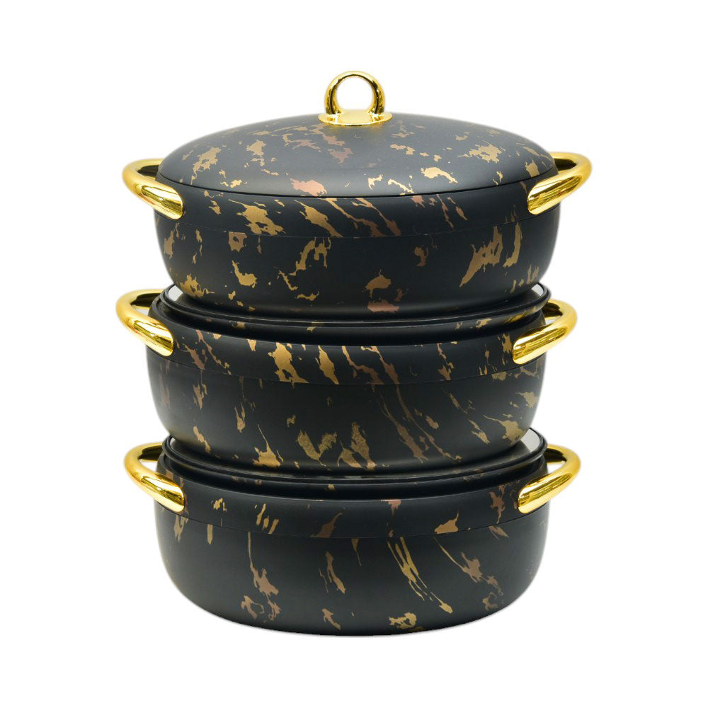 HOT POT SET 3PC FOREVER GOLD EC915T MARBLE BLACK Default Title - MamasJan Crockery