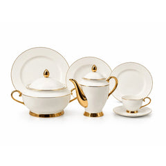 DINNER SET 61PC BONE CHINA DS GOLDEN LINE Default Title - MamasJan Crockery