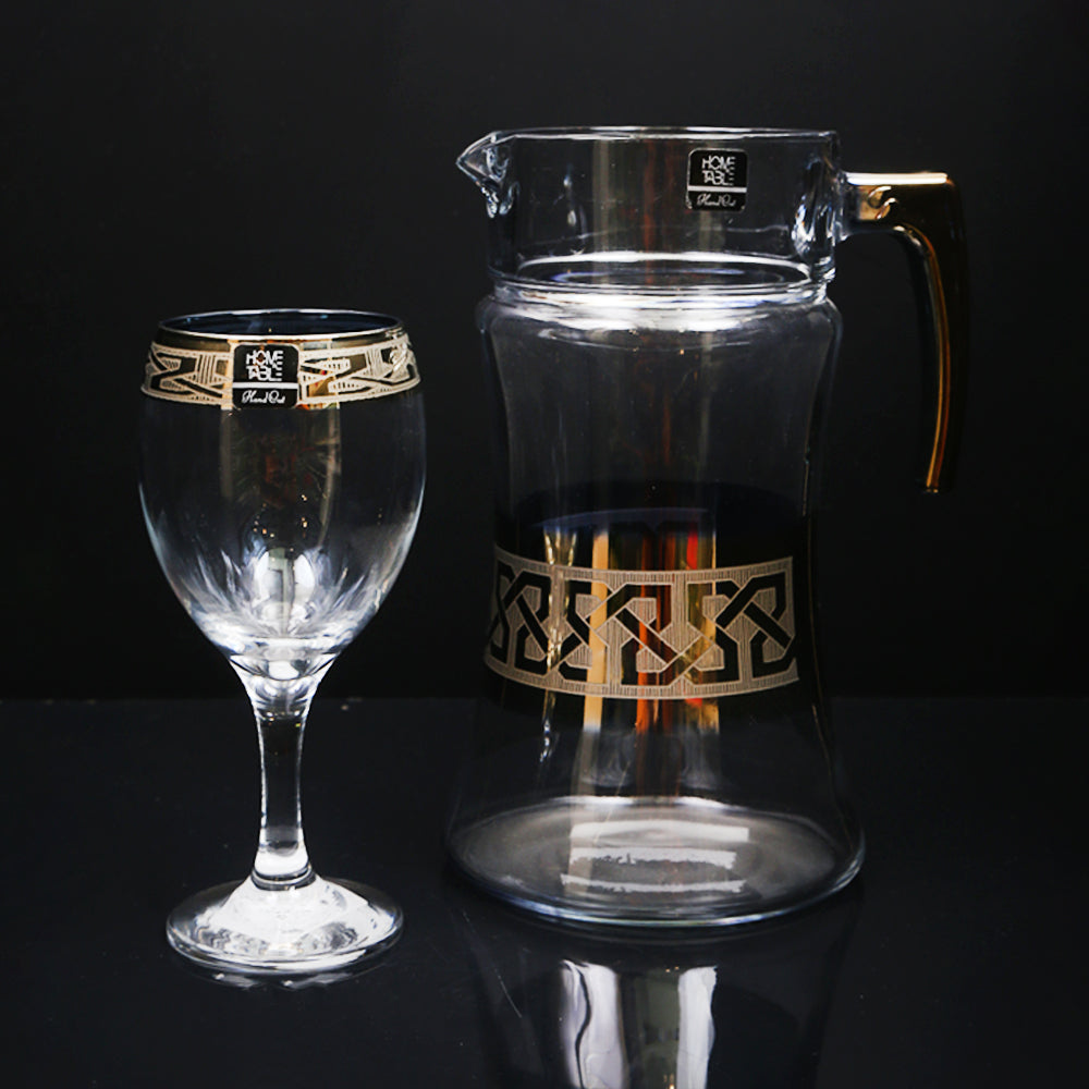 WATER SET 7PC PSB HAND CUT GOLD BISTRO 96872-HG146 Default Title - MamasJan Crockery