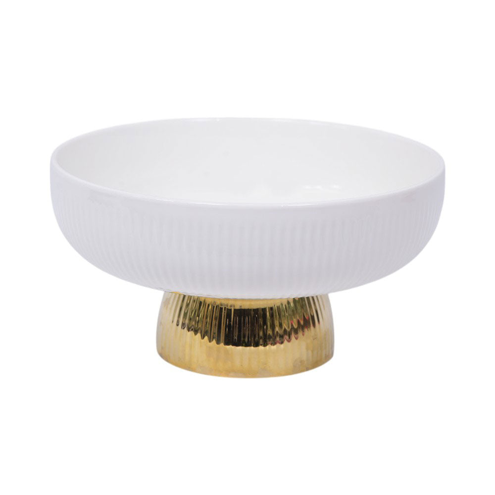 BOWL FOOTED CERAMIC 10 INCH DISTLJ-24 WHITE Default Title - MamasJan Crockery
