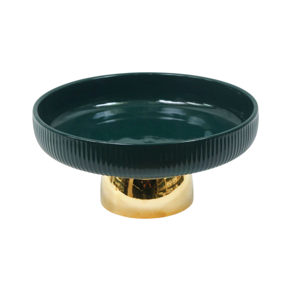 BOWL FOOTED CERAMIC 10 INCH DISTLJ-24 GREEN Default Title - MamasJan Crockery