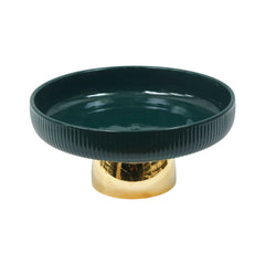 BOWL FOOTED CERAMIC 10 INCH DISTLJ-24 GREEN Default Title - MamasJan Crockery