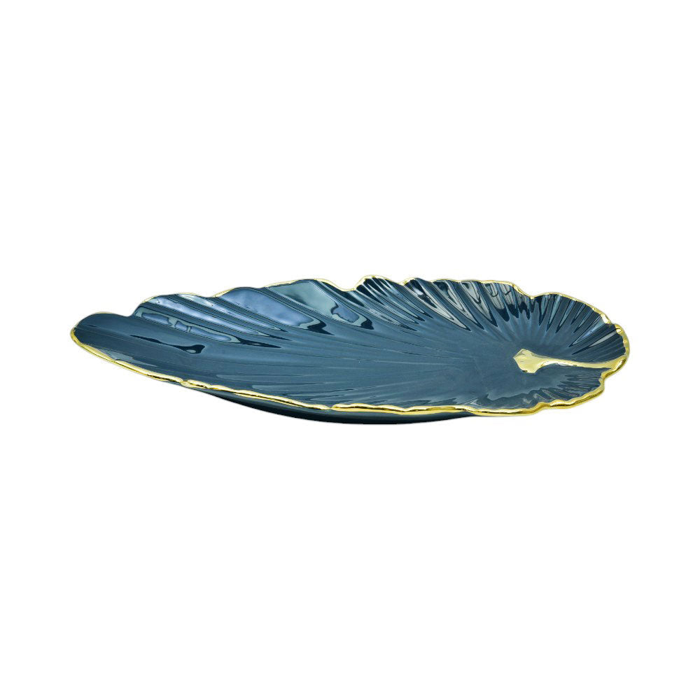 DISH PORCELAIN LEAF BLUE YLG0212-B Default Title - MamasJan Crockery