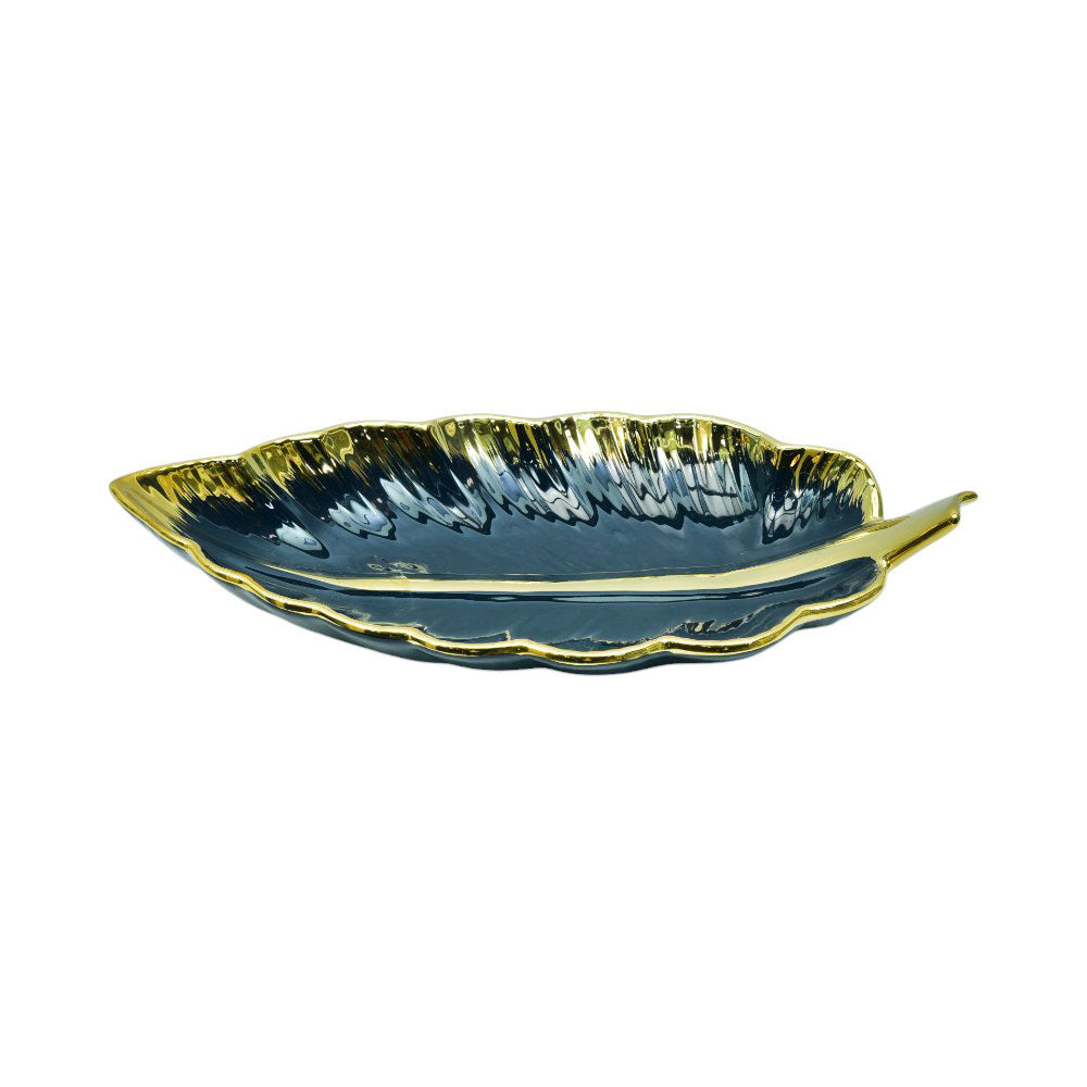 DISH PORCELAIN LEAF BLUE YLG0191-B Default Title - MamasJan Crockery