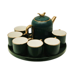 COFFEE SET 9PC CERAMIC REVOLVING 41-10 GREEN Default Title - MamasJan Crockery