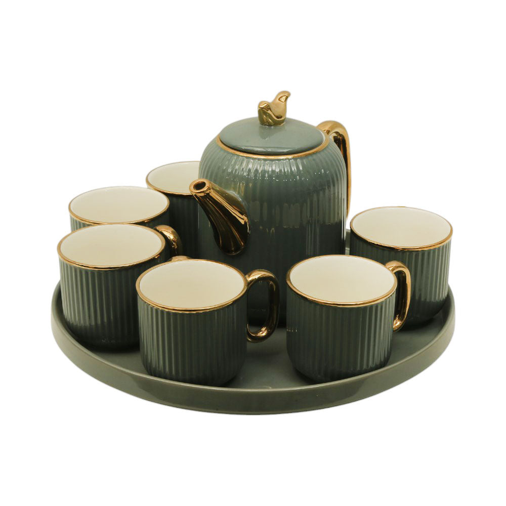 COFFEE SET 9PC CERAMIC REVOLVING 41-8 GREY Default Title - MamasJan Crockery