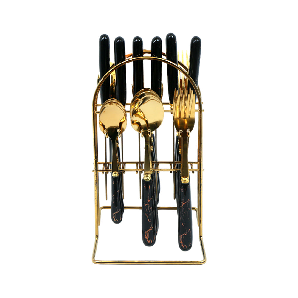 CUTLERY SET 24PC CERAMIC BLACK AE Default Title - MamasJan Crockery