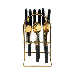 CUTLERY SET 24PC CERAMIC BLACK AE Default Title - MamasJan Crockery