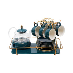 COFFEE SET 17PC CERAMIC 7874-3 GREEN HFE Default Title - MamasJan Crockery