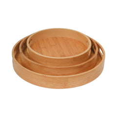 TRAY SET 3PC WOODEN ROUND 733-12 Default Title - MamasJan Crockery