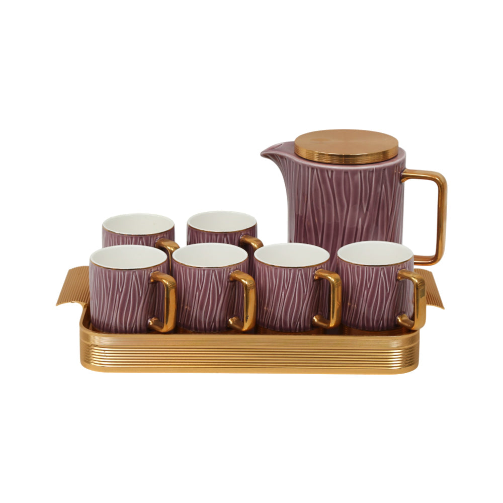 COFFEE SET 9PC CERAMIC METAL AM3667-S8 PURPLE AAK Default Title - MamasJan Crockery