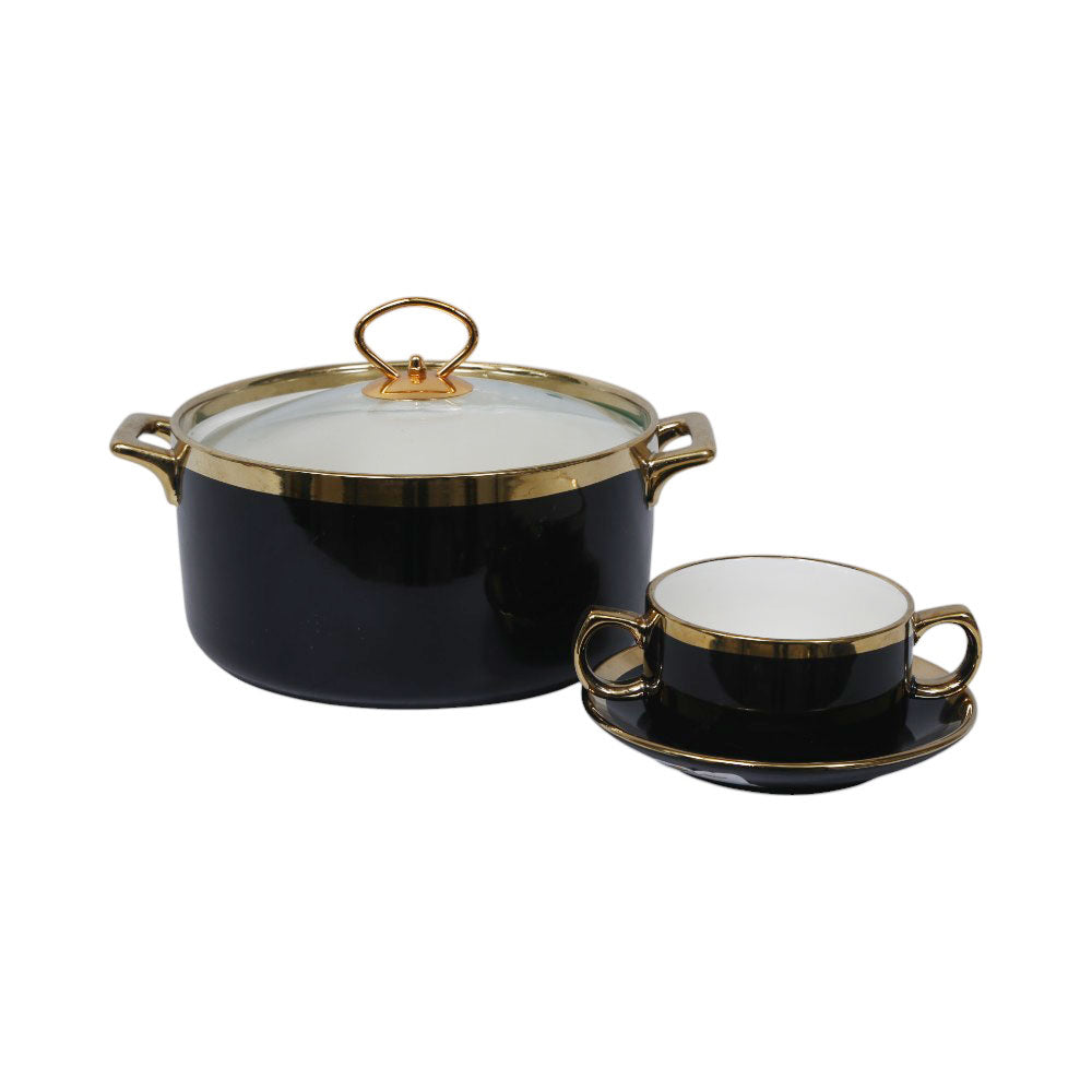 SOUP SET 25PC PORCELAIN CX992 BLACK Default Title - MamasJan Crockery