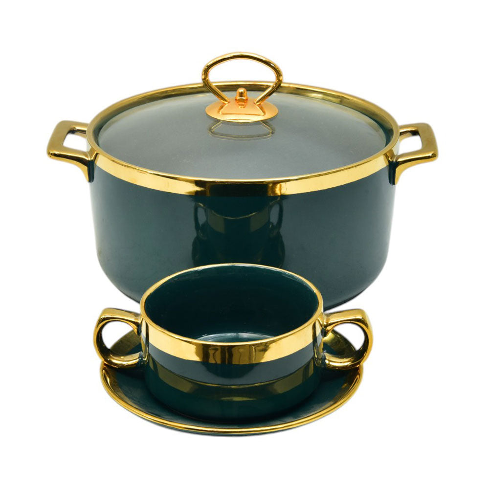 SOUP SET 25PC PORCELAIN CX992 GREEN Default Title - MamasJan Crockery