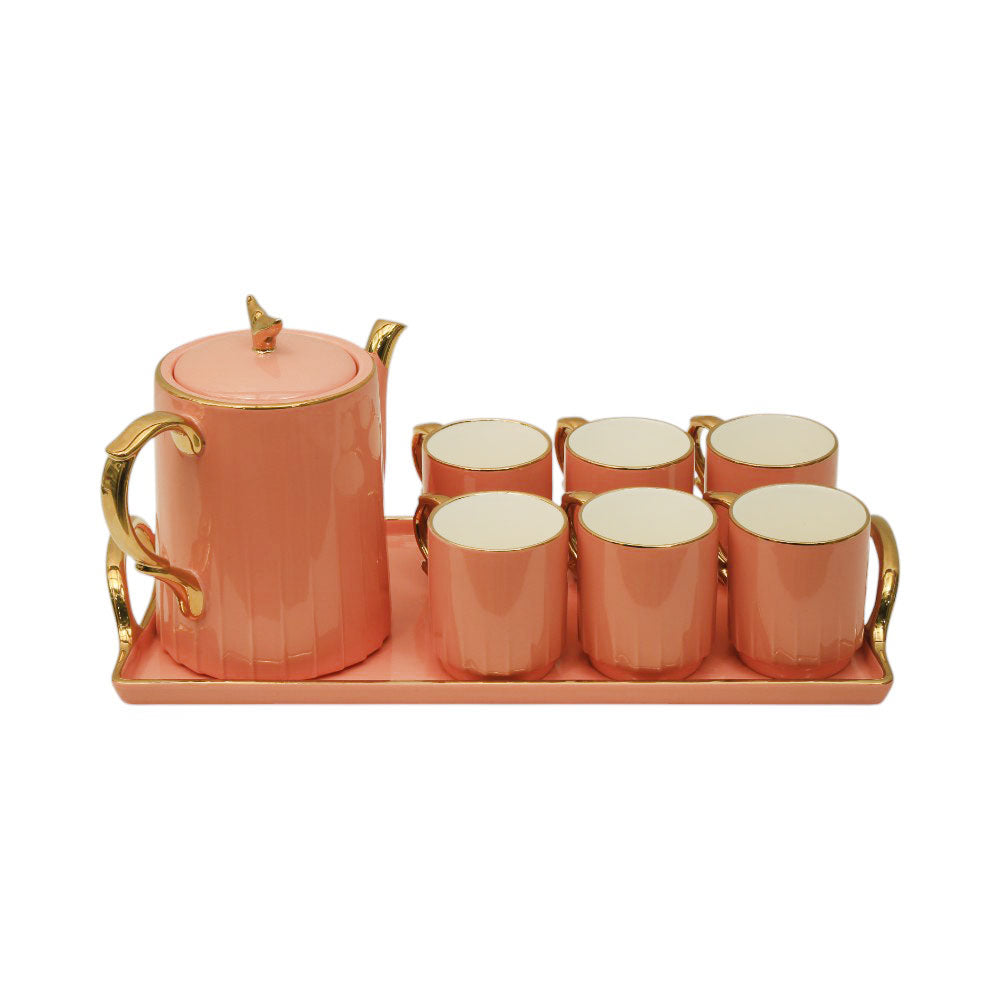 COFFEE SET 9PC CERAMIC 3145-1 PINK AW Default Title - MamasJan Crockery