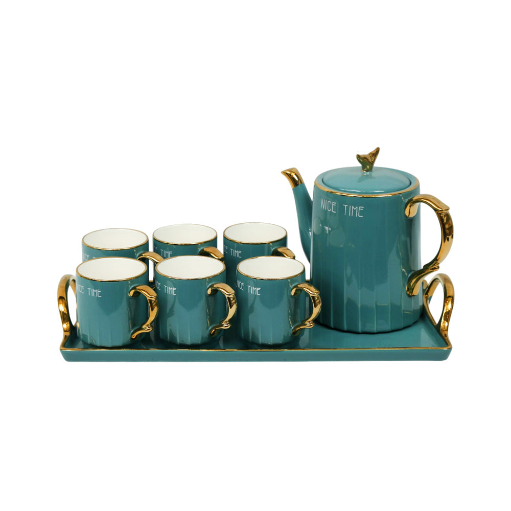 COFFEE SET 9PC CERAMIC 3145-2 GREYISH GREEN AW Default Title - MamasJan Crockery