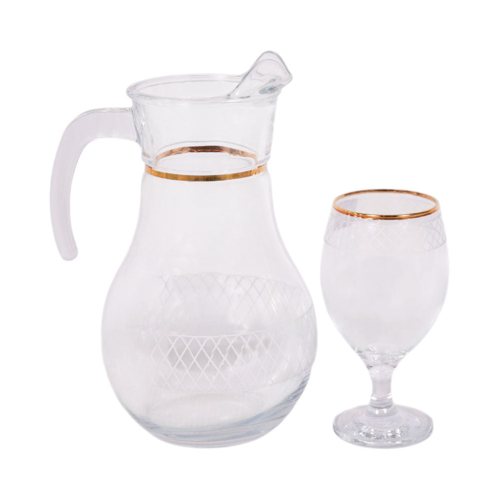 WATER SET 7PC PSB HAND CUT GOLD BISTRO 96933-B024 Default Title - MamasJan Crockery