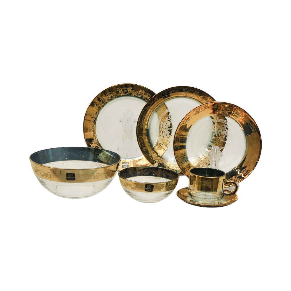 DINNER SET 38PC PSB HOME & TABLE CUTTING GOLD DSG-HGA12 Default Title - MamasJan Crockery